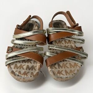 Michael Kors Baby‎ Girl Sandals Brown & Gold Size 10 Pre-owned
